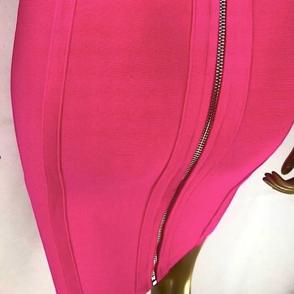 Hot pink rayon halter neck bandage dress - Picture 8 of 14